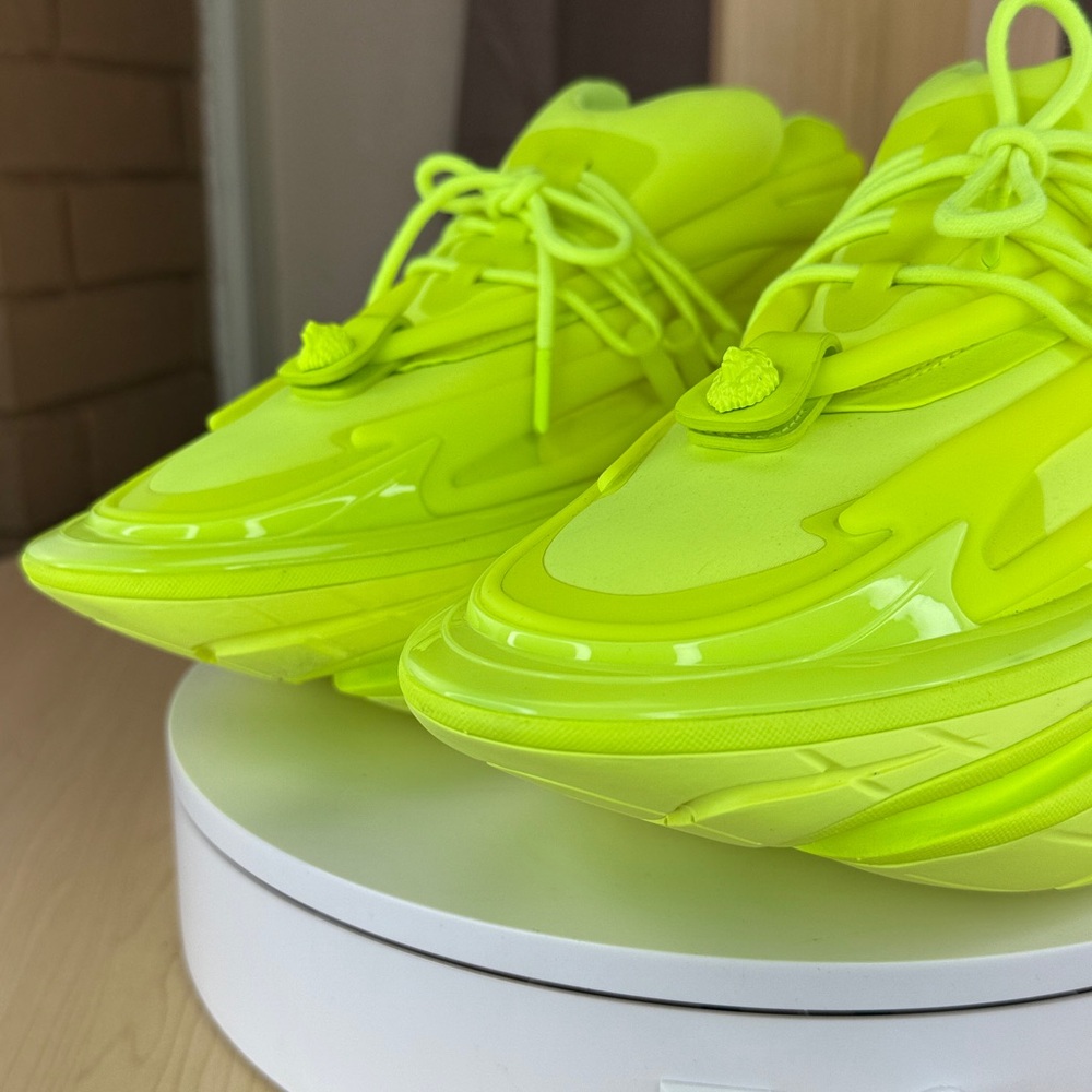 ๐ฅBALMAIN - Unicorn Low-Top Sneakers - Neon Green / Fluo Yellow - Men's US 12 - Picture 4 of 17
